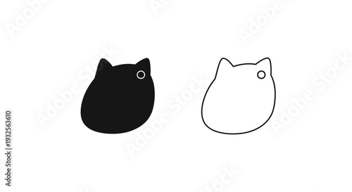 Minimalist Black and White Cat Head Vector Icons Set for Modern Design, Pet-Related Content, and Cute Animal Graphics