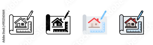 Roof Sketch Icon Pack In Multiple Styles