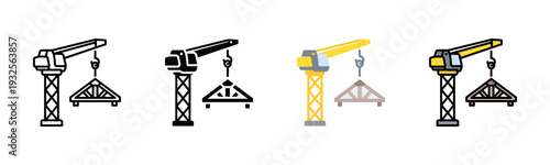 Roof Lift Crane Icon Pack In Multiple Styles
