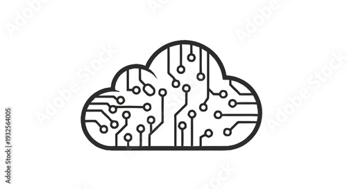 Cloud Computing Technology Circuit Board Illustration.