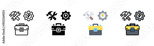Roof Repair Tools Icon Pack In Multiple Styles