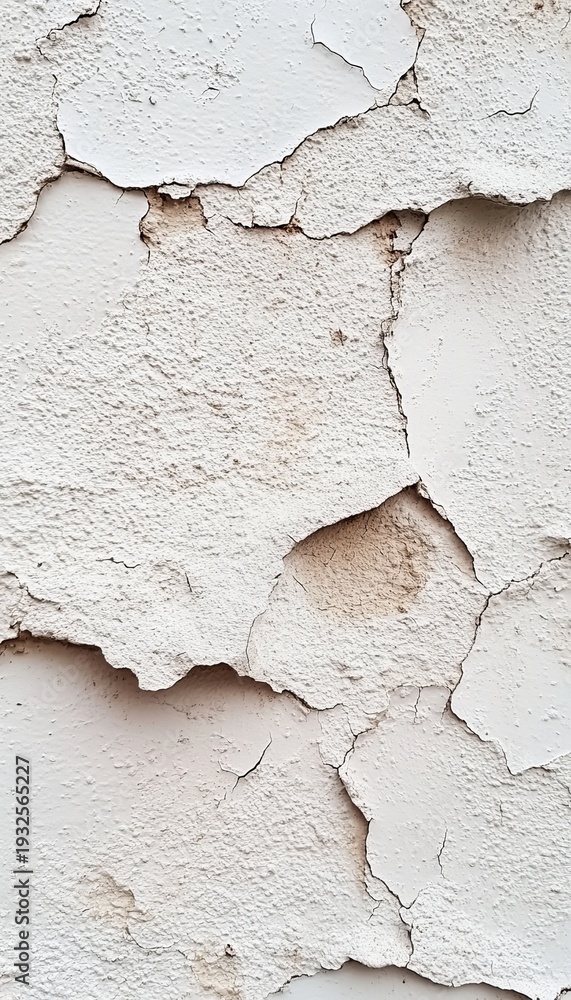 Obraz premium Close-Up of Damaged Textured Surface of Historic Building s White Architectural Wall Plaster