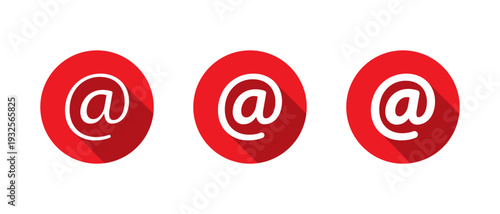 Mention icon with long shadow. Arroba symbol. Email address sign