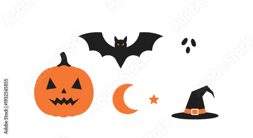 Set of 5 Halloween icons vector