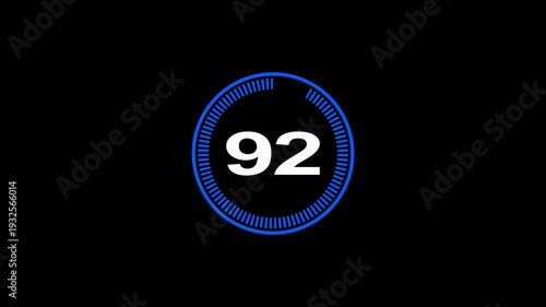 100 second Countdown timer. Minimal countdown 100 timer animation from 100 to 0 seconds. on black screen. Circle countdown timer thirty seconds animation.High quality 4K video.