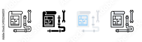 Bathroom Pipe Layout Icon Pack In Multiple Styles