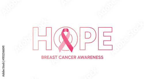 Vector breast cancer awareness symbol with 'HOPE' text