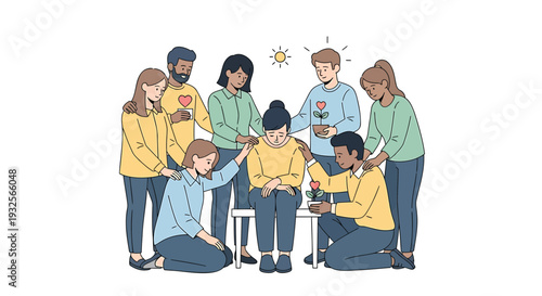Vector illustration of diverse people brainstorming