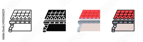 Roof Gutter Icon Pack In Multiple Styles