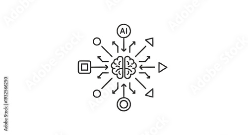 Artificial Intelligence Brain Network Data Processing Concept.