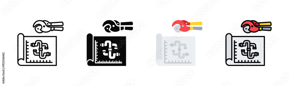 Obraz premium Construction Site Plumbing Icon Pack In Multiple Styles