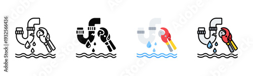 Pipe Leakage Icon Pack In Multiple Styles
