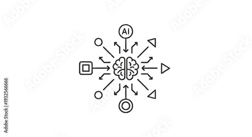 Artificial Intelligence Brain Processing Information and Data.