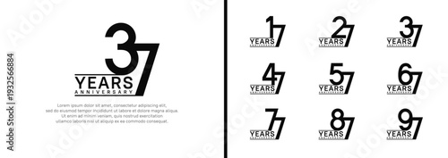 set of anniversary logo style. vector design black color for celebration
