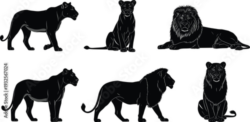 Wild West cowboy silhouette vector set, western ranch icons with bison and eagle, sheriff badge and cactus, isolated desert graphics.