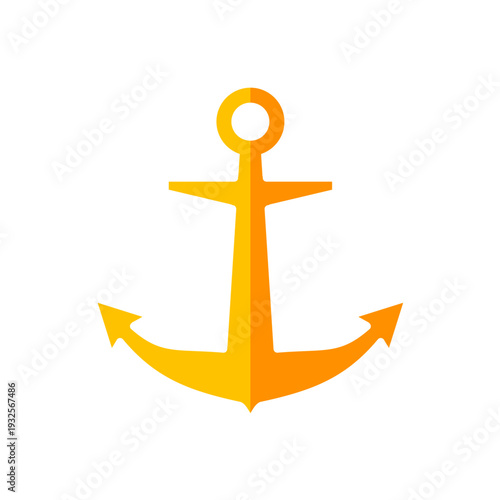 Golden anchor, marine nautical symbol. Vector icon