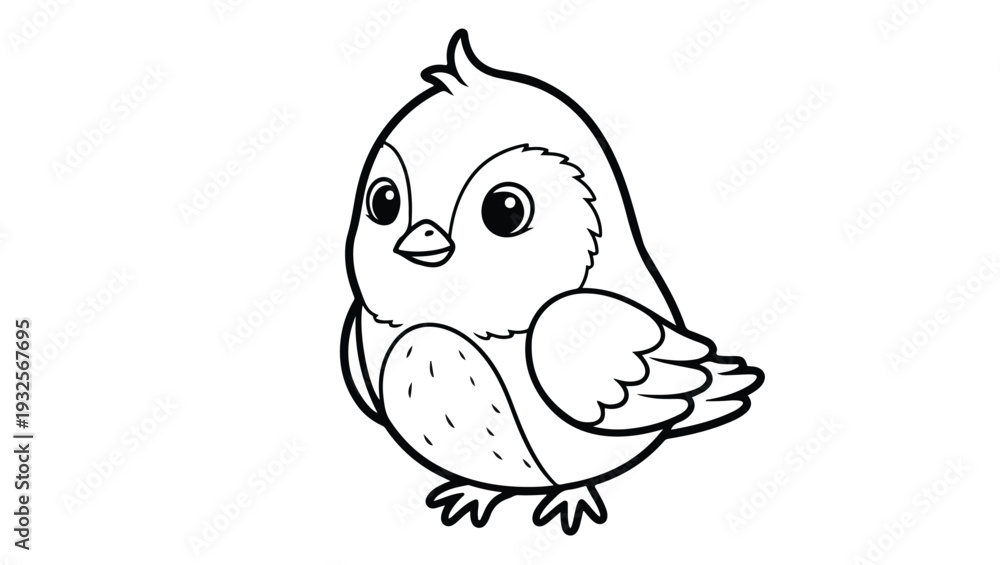 Fototapeta premium Cute Little Bird Coloring Page Illustration