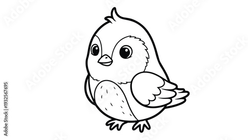 Cute Little Bird Coloring Page Illustration