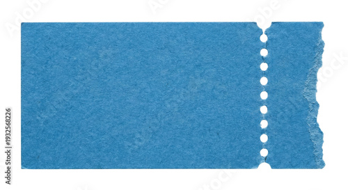Canvastavla Blue paper ticket stub with perforated edge on transparent background