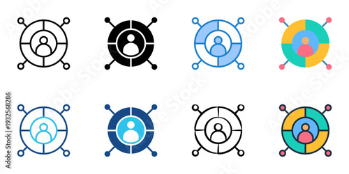 Wheel of life icons set multiple style collection. Editable stroke 
