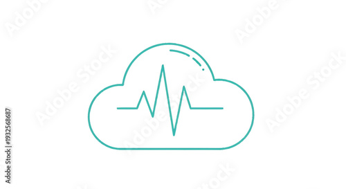 Cloud computing with heartbeat line graphic.
