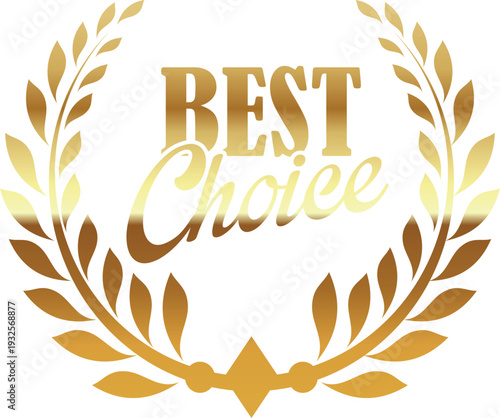 Golden best choice award logo with laurel wreath