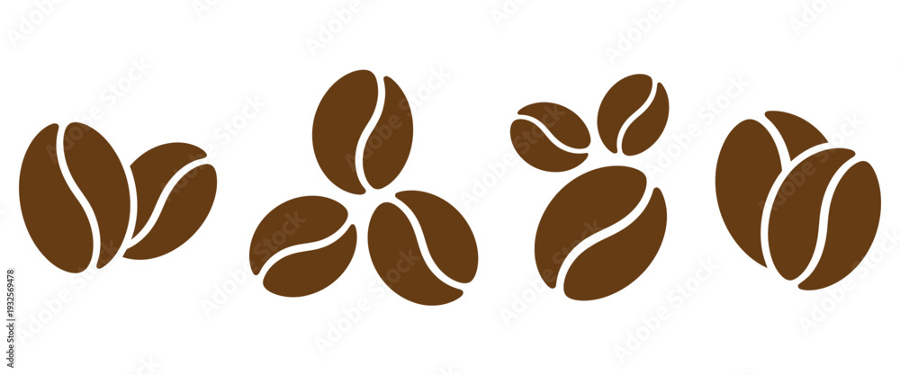 Fototapeta premium Brown coffee bean icons