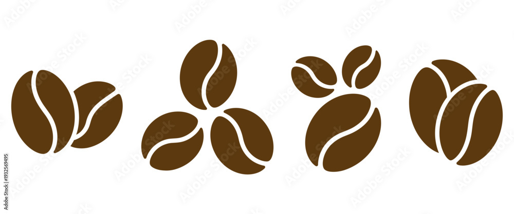 Obraz premium Brown coffee bean icons