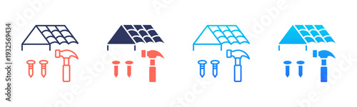 Roof Installation Icon Pack In Multiple Styles