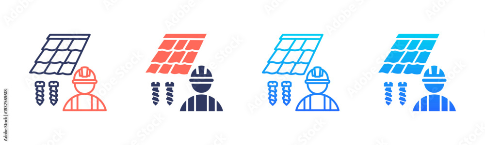 Fototapeta premium Metal Roof Icon Pack In Multiple Styles