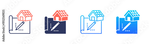 Roof Design Icon Pack In Multiple Styles