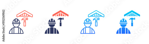 Roof Contractor Icon Pack In Multiple Styles