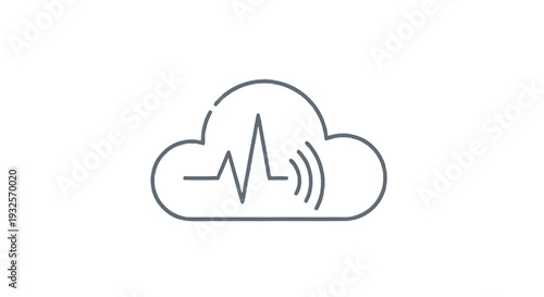 Cloud icon with heartbeat and sound waves.