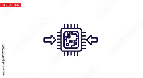 Central Processing Unit Microchip with Incoming Data Arrows.