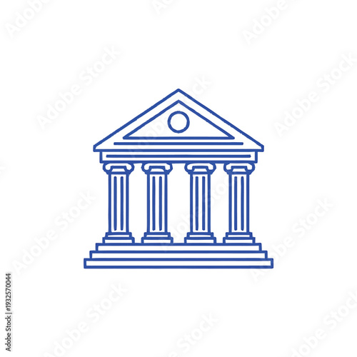 Classic Greek Temple Architecture with Columns and Pediment.