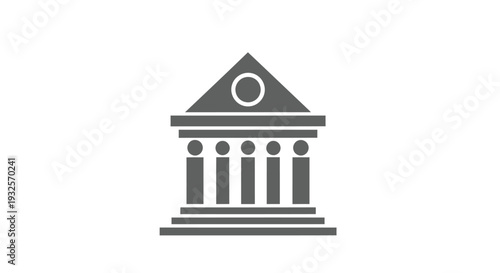 Classic Greek Temple Building Icon Symbol.