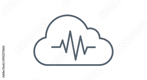 Cloud Icon with Heartbeat Line Inside.