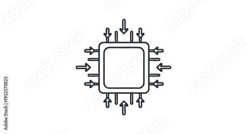 Central Processing Unit with Arrows Indicating Data Flow.