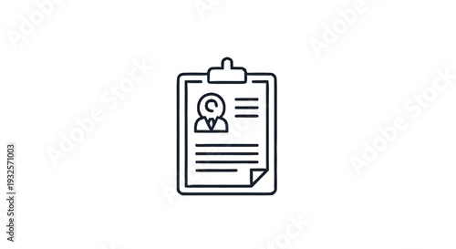 Clipboard with Personal Information and Document Icon.