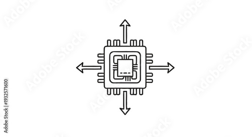 Central Processing Unit with Arrows Indicating Data Flow.