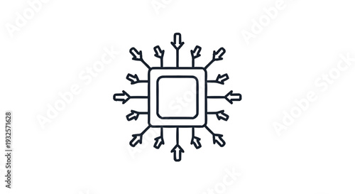 Central Processing Unit Icon with Arrows Indicating Data Flow.