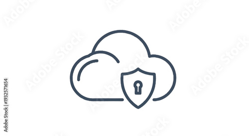 Cloud Security Icon Shield Keyhole Protection Data.