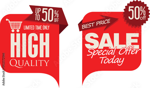 Sale and discount tags with special offer today