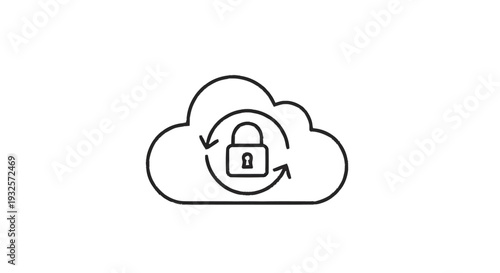 Cloud Security Icon with Lock and Refresh Arrows.