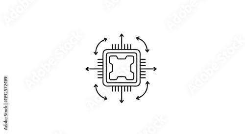 Central Processing Unit with Arrows Indicating Data Flow.