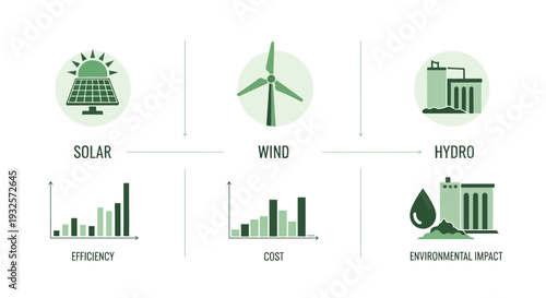 Renewable Energy Sources: Solar, Wind, Hydro Efficiency, Cost, Environmental Impact