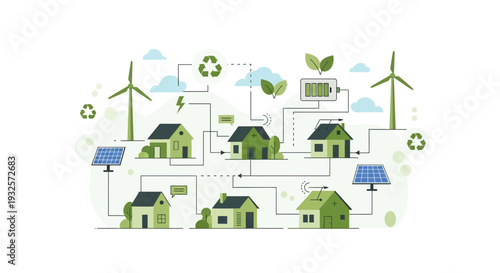 Sustainable Energy Grid Connecting Green Houses with Wind Turbines and Solar Panels