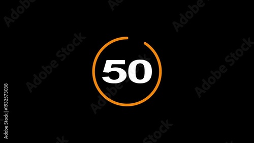55 second Countdown timer. Minimal countdown 55 timer animation from 55 to 0 seconds. on black screen. Circle countdown timer thirty seconds animation.High quality 4K video.