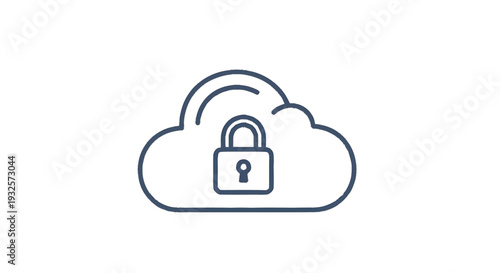 Cloud Security Icon with Padlock Symbol.