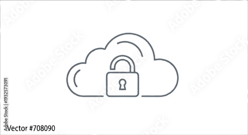 Cloud security icon with padlock symbol.